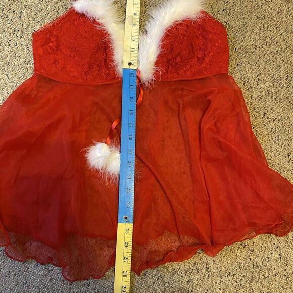 Seductive Wear Cinema Red Lace Mesh Holiday Bustier Lingerie Top Sz M Sexy Roman - Picture 3 of 9